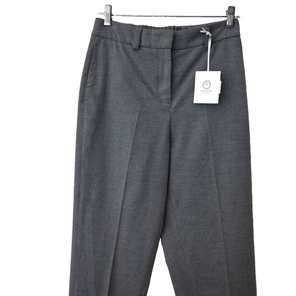 Peserico Trouser Pants Size 6 Gray Straight Leg Cuffed Flat Front Wool High Rise - Picture 2 of 8